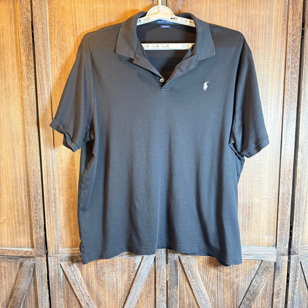 Polo Ralph Lauren Classic Fit Polo Shirt Mens XXL Black Short Sleeve Pony